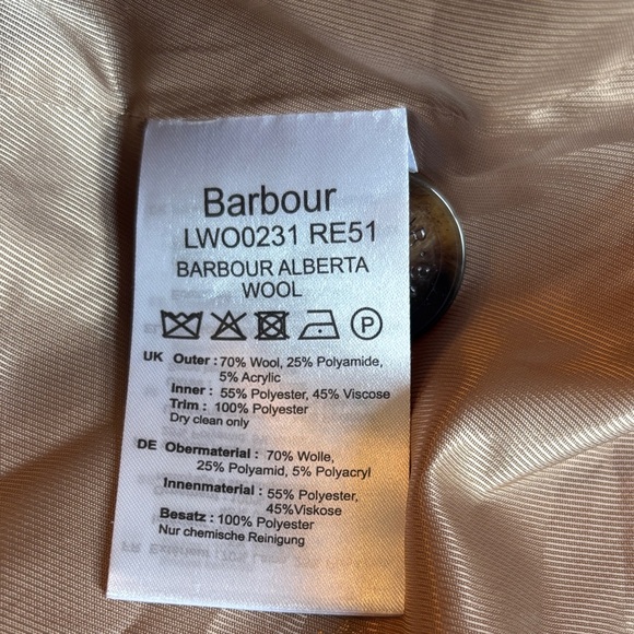 Barbour Alberta Red Wool Belted Pea Coat - Picture 16 of 16